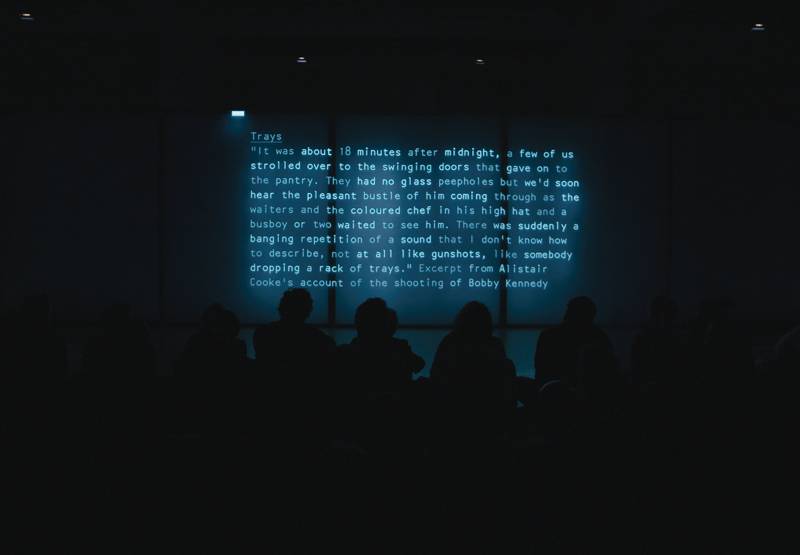 Lawrence Abu Hamdan, documentation of live performance “After SFX, 2018”. A 30-minute live performance at Tate Modern, London, October 2018. Courtesy the artist. Photo by Jarred Alterman.