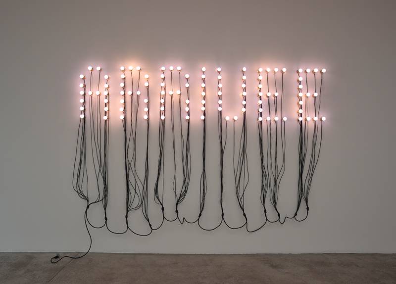 <p>Christian Boltanski, <em>Arrival (Arrivée)</em>, 2015. 99 blue light bulbs, electric wire, 190 x 305 x 65 cm © Christian Boltanski</p>
