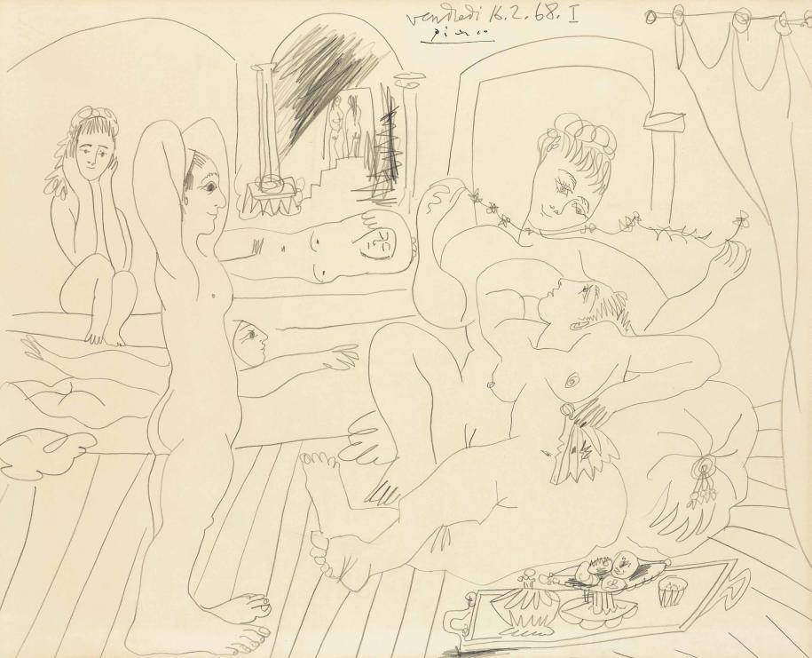 <p>Pablo Picasso, <em>Le bain turc, </em>1968. Courtesy of Christie's. (Non exposé)</p>
