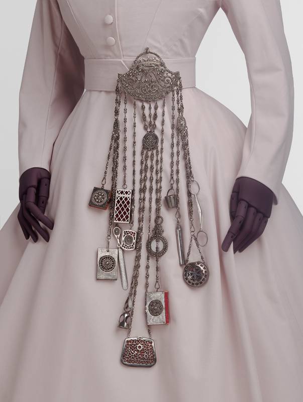 <p>Chatelaine, 1863-85, probably England, cut steel (c) Victoria and Albert Museum, London</p>
