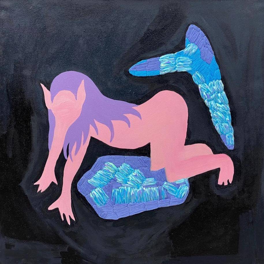<p>Salome Jokhadze, “Untitled I” (série «This Is Not a Costume») (2019). Broderie et huile sur toile, 60 x 60 cm. Courtesy Galerie Sultana © Aurélien Mole</p>
