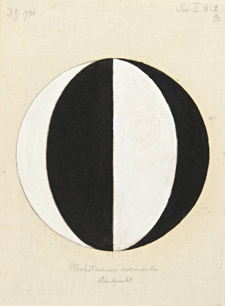 <p><em>No. 2a, The Current Standpoint of the Mahatmas </em>(<em>Nr 2a, Mahatmernas nuvarande ståndpunkt</em>), [1920], Série II, huile sur toile, 36,5 x 27 cm. The Hilma af Klint Foundation, Stockholm.</p>
