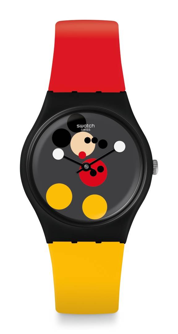 <p>La montre Spot Mickey de Swatch imaginée par Damien Hirst.</p>
