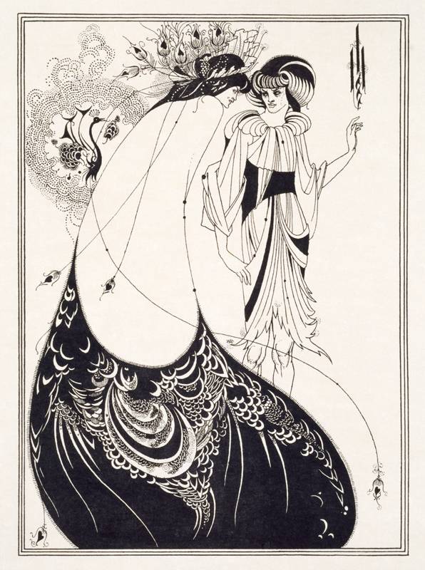 <p>Aubrey Beardsley, “The Peacock Skirt” (1894).  Line block print on Japanese vellum paper © Victoria and Albert Museum, London</p>
