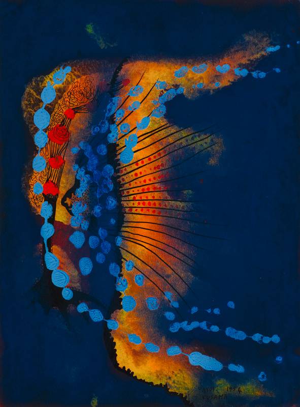 <p>“Fire” de Yayoi Kusama (vers 1954). Aquarelle, pastel, encre, tempéra sur papier. Smithsonian American Art Museum, Gift of Mr. and Mrs. John A. Benton and The Joseph and Robert Cornell Memorial Foundation</p>
