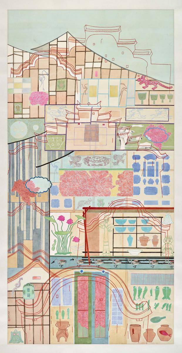 <p>Yuan Jai, “Au loin” (2018); encre et pigments sur soie, 207,3 x 103,2, Centre Pompidou. Courtesy de l'artiste.</p>
